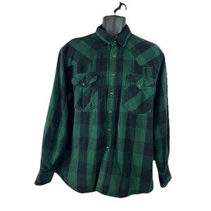 Painted Mesa Flannel Shirt Jacket Mens XL Green black Plaid Long Sleeve Snap Up